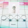 Ring Size - 5 Amazing Larimar & Rainbow Moonstone Cab Ring A - R1701 Set of 4 Stackbale Light weight Ring with Multi Cab Gemston